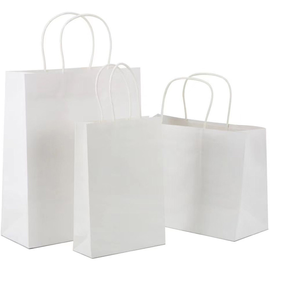 Custom luxury black white brown kraft Gift Shopping Paper Bags with your own logo